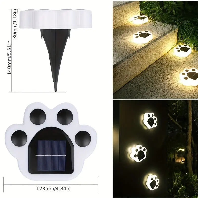 Solar Paw Print Lights for Garden Paths, Lawn & Patio