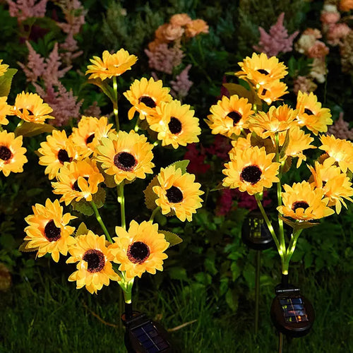 Solar Sunflower Garden Stake Lights for Patio, Lawn & Pathway