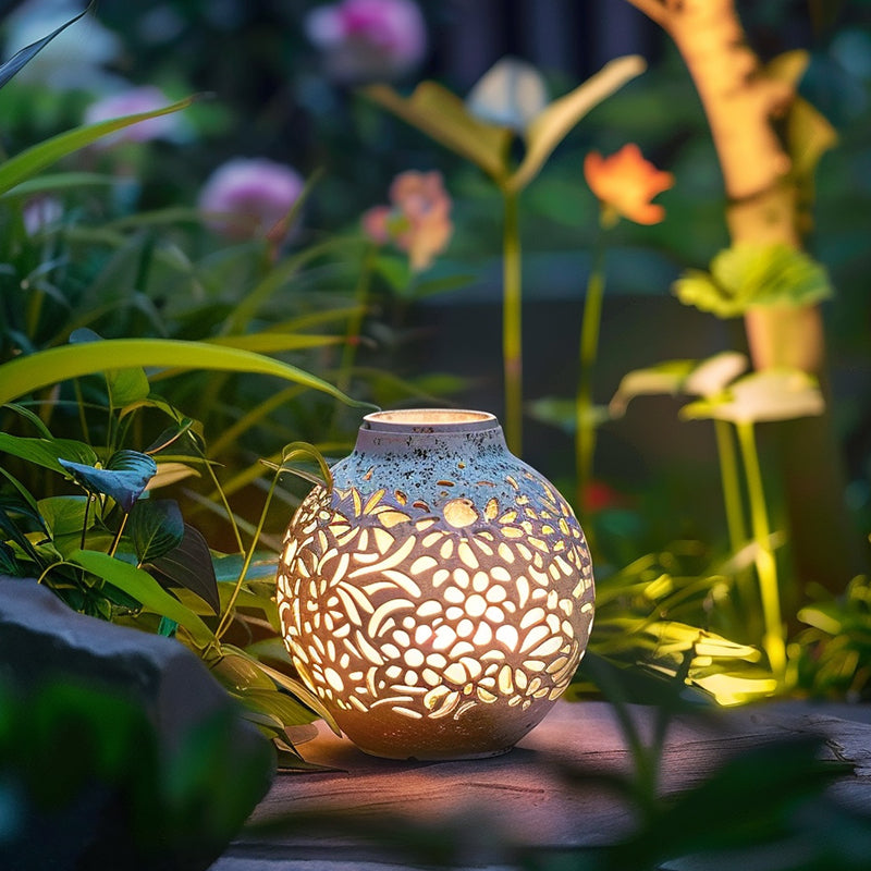 Ceramic Hollow-Out Solar Garden Light