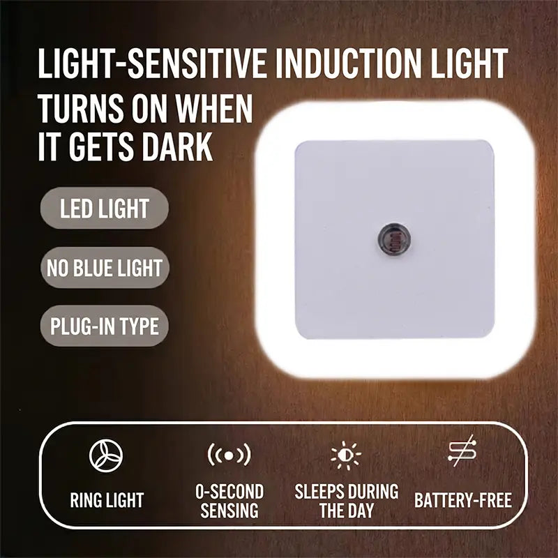 Plug-in LED Night Light with Dusk to Dawn Sensor for Bedroom & Hallway