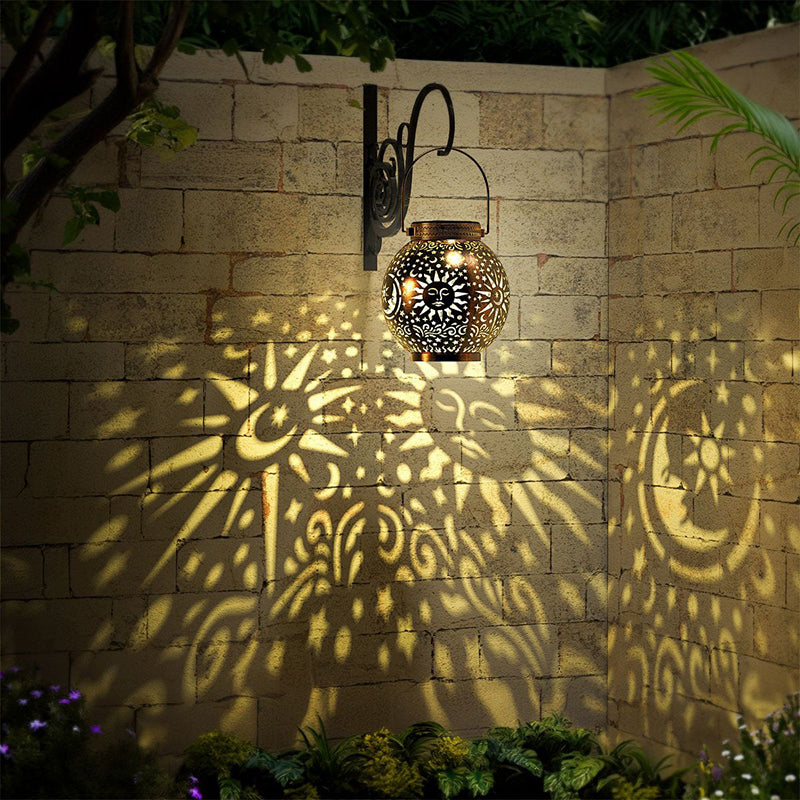 Vintage Sun & Moon Cutout Hanging Lantern