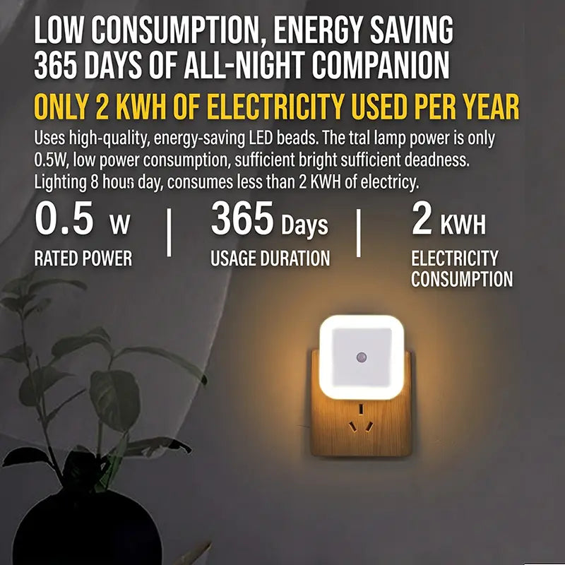 Plug-in LED Night Light with Dusk to Dawn Sensor for Bedroom & Hallway