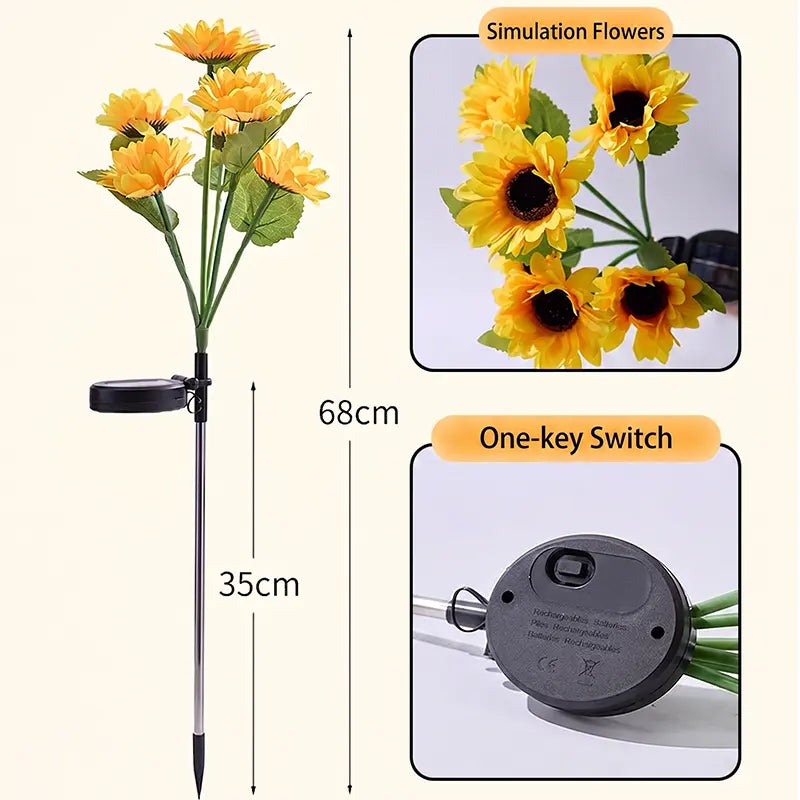 Solar Sunflower Garden Stake Lights for Patio, Lawn & Pathway