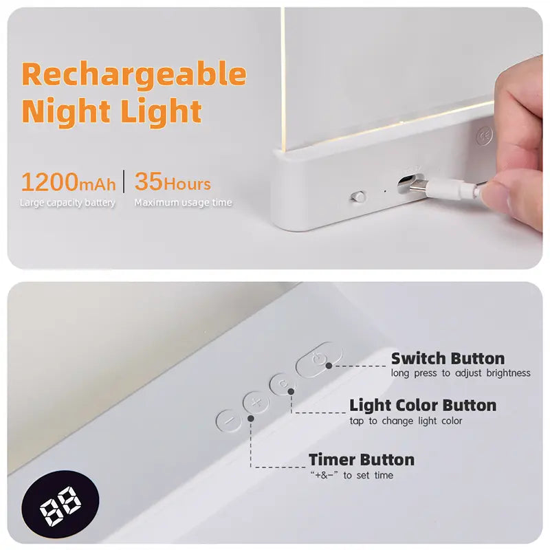 Rechargeable LED Book Light Panel for Reading in Bed