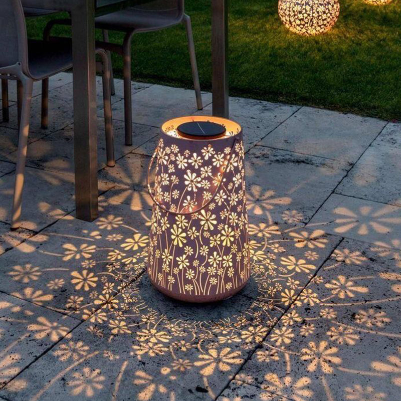 Solar-Powered Floral Cutout Lantern