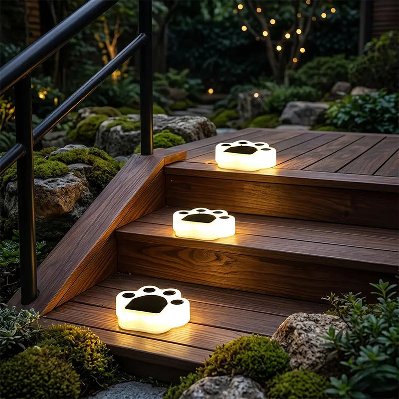 Solar Paw Print Outdoor Lights