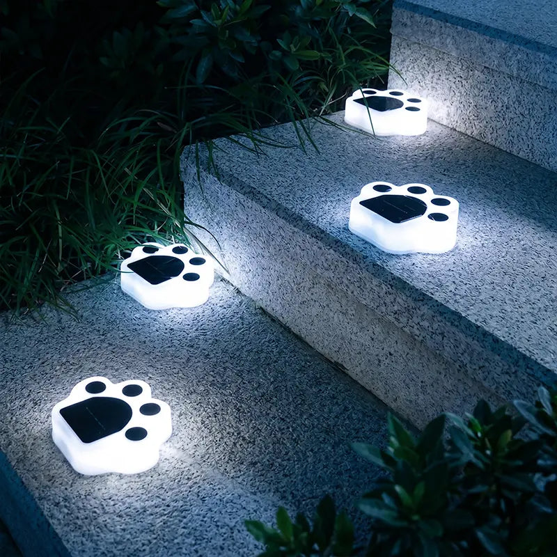 Solar Paw Print Outdoor Lights