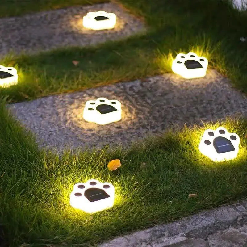 Solar Paw Print Outdoor Lights